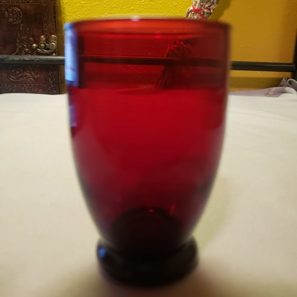 Vtg Juice Glass Baltic Royal Red/Anchor Hocking